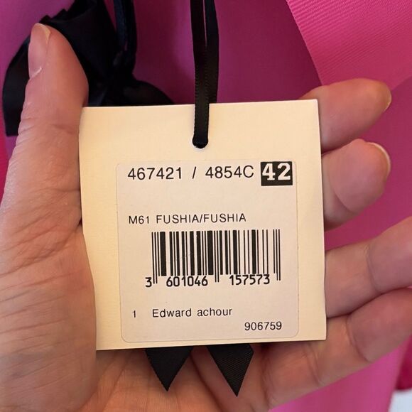 NWT EDWARD ACHOUR PARIS Fuchsia  RUFFLE BLOUSE sz 42/10 US - Picture 6 of 9
